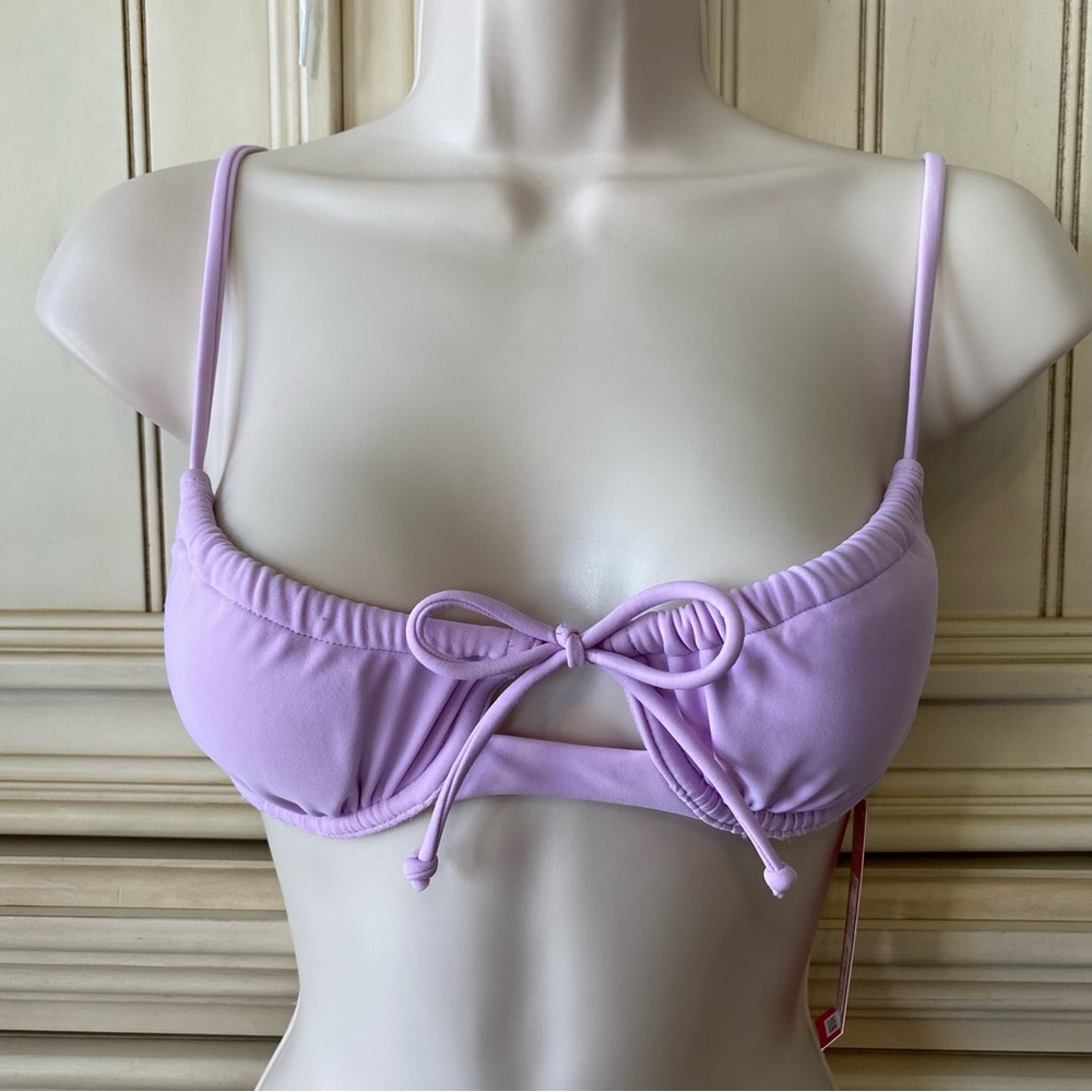 Lavender Swimsuit Adjustable Spaghetti Straps Padded Cups Bikini Top Sz XS NWT